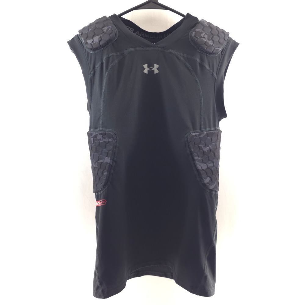Under Armour Mens Padded Shirt McDavid HEX Large Black Camo HeatGear Football